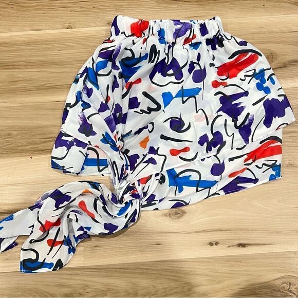 Zara White Floral Tie Mini Skirt Women’s Small - Picture 1 of 2